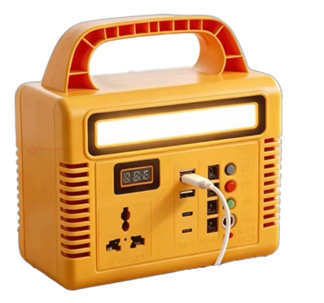 LH-PPS-C jobsite portable power station, yellow construction style with LED bar – LiHua Lighting