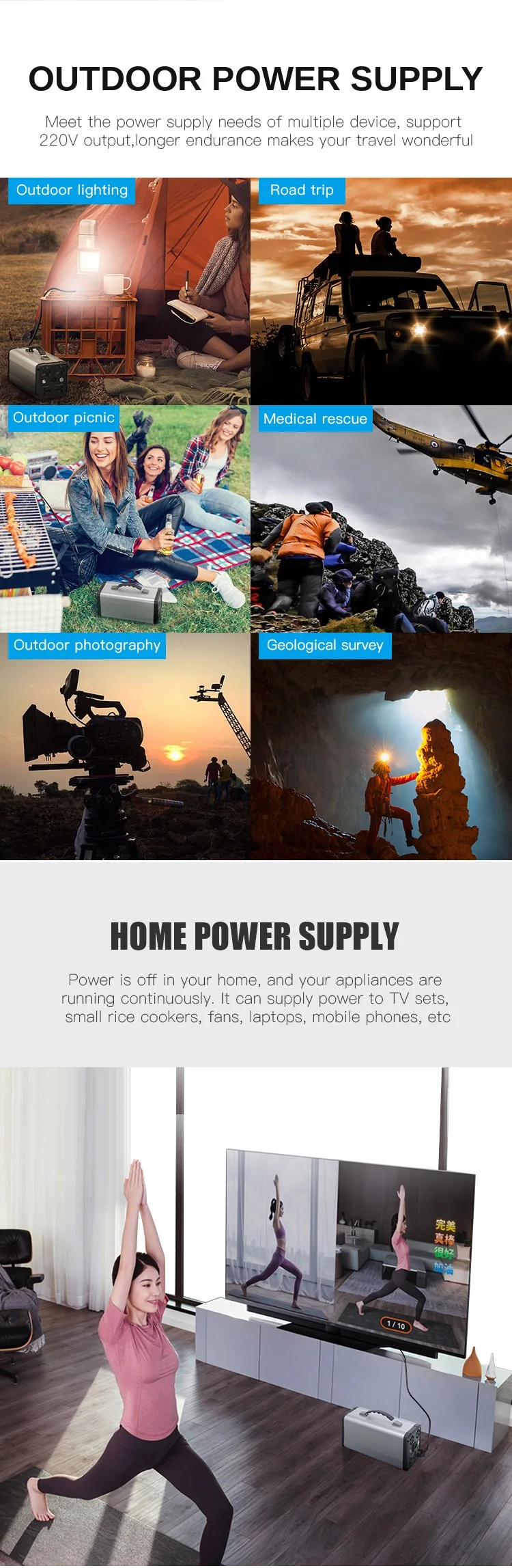 Portable power station applications – outdoor and home power supply