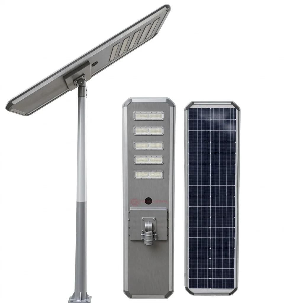 LH-ASL integrated solar street light, side/front/back – LiHua Lighting