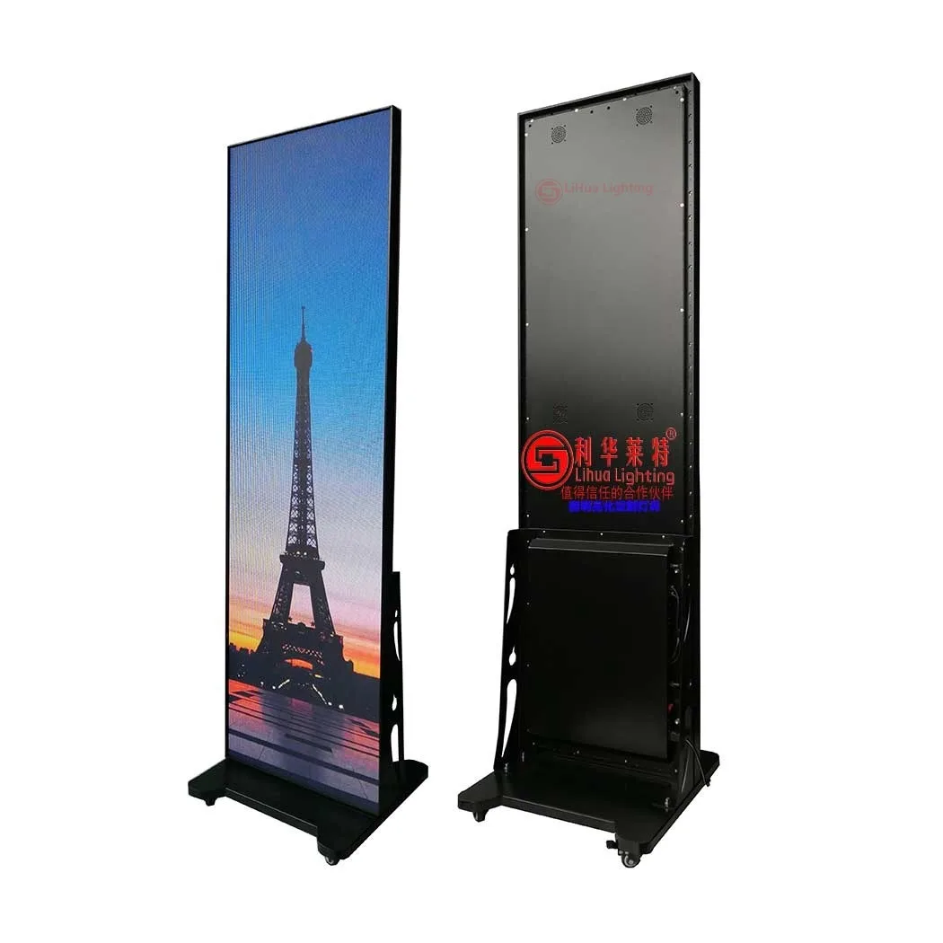 LH-POSTER-TF foldable LED poster cabinet, pair on wheeled bases – LiHua Lighting