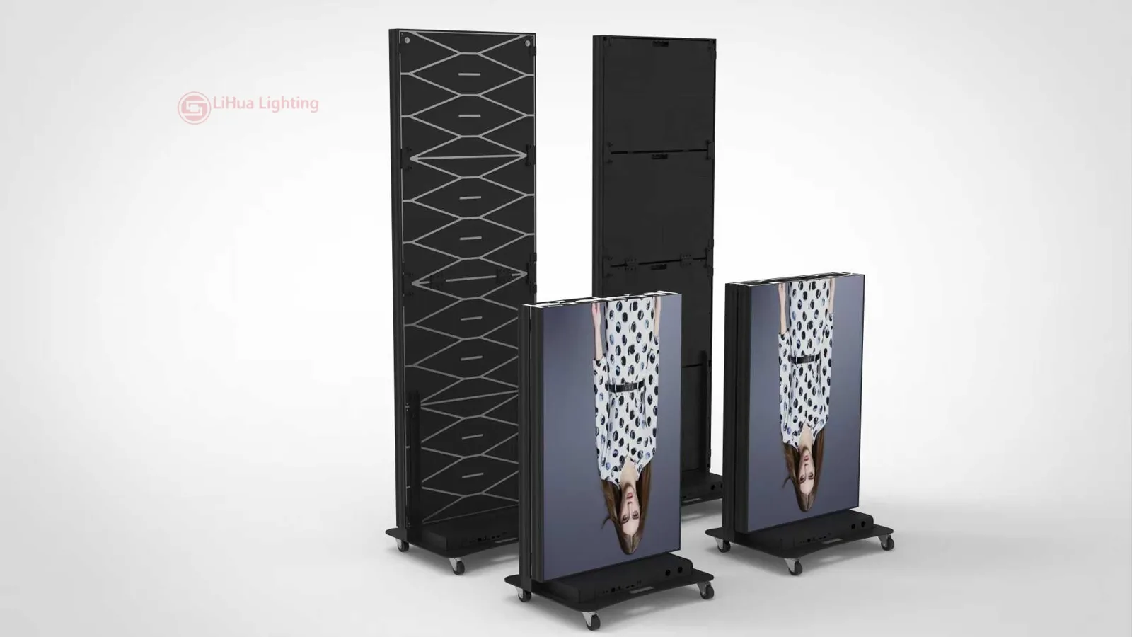 LH-POSTER-TF foldable LED poster cabinet, three-unit display – LiHua Lighting