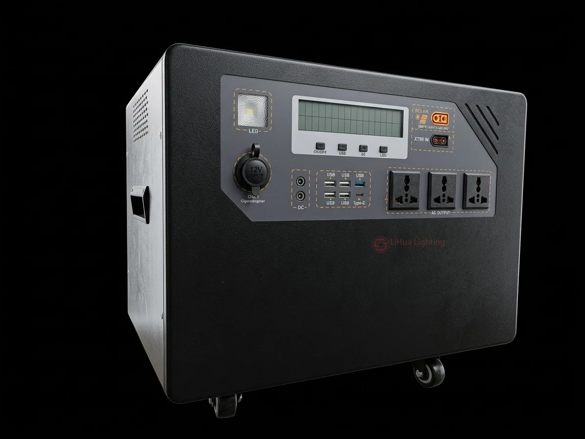High-power wheeled portable power station, black – LiHua Lighting