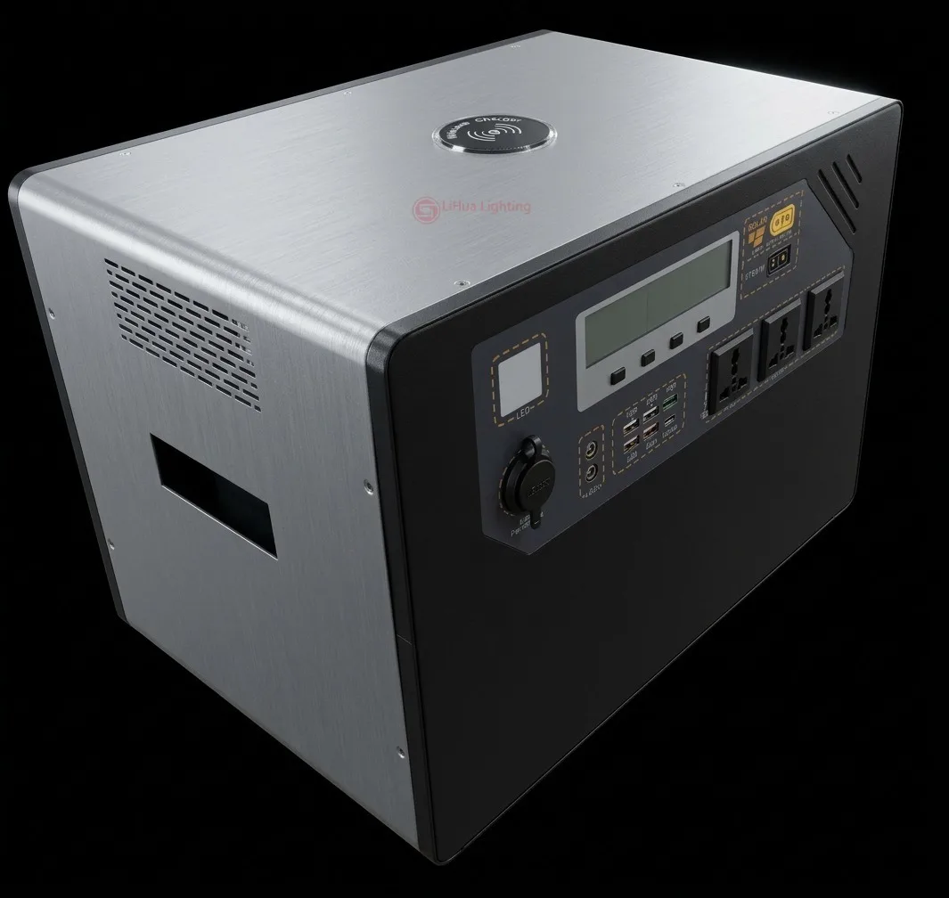 Wheeled portable power station with wireless charging pad on top – LiHua Lighting