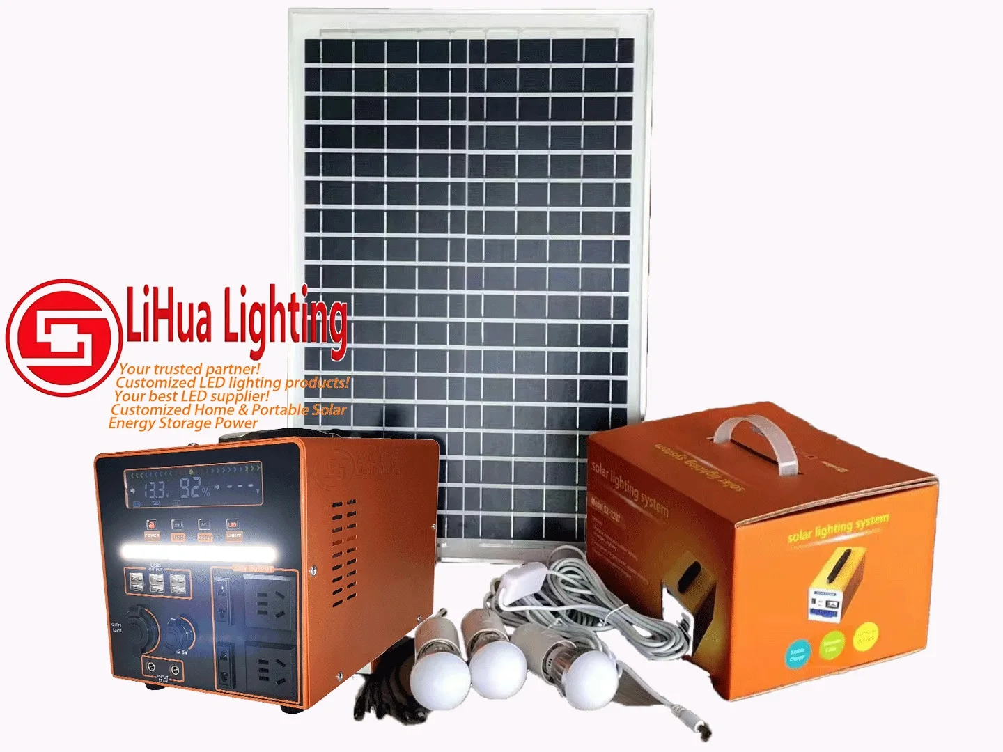 LH-SHS solar home system kit with solar panel and LED bulbs – LiHua Lighting