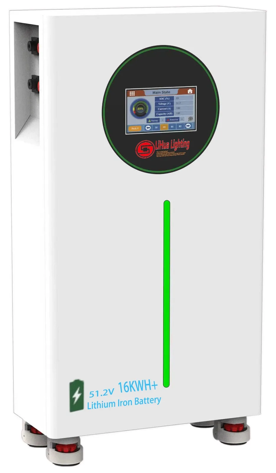 LH-51.2V-16KWH 16kWh wall mounted battery with touchscreen – LiHua Lighting