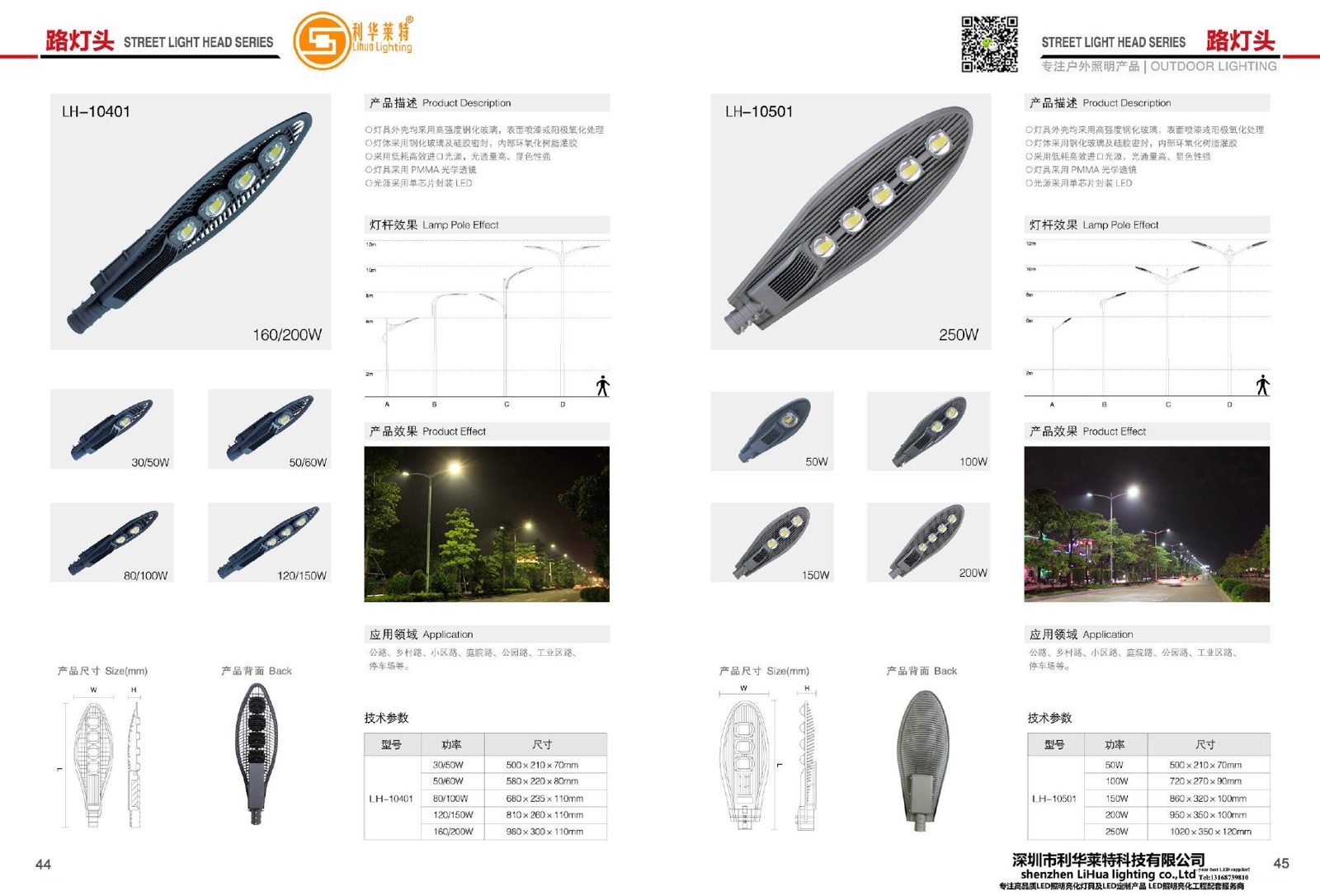 LH-10401 / LH-10501 LED Street Light Heads 30W–250W – LiHua Lighting