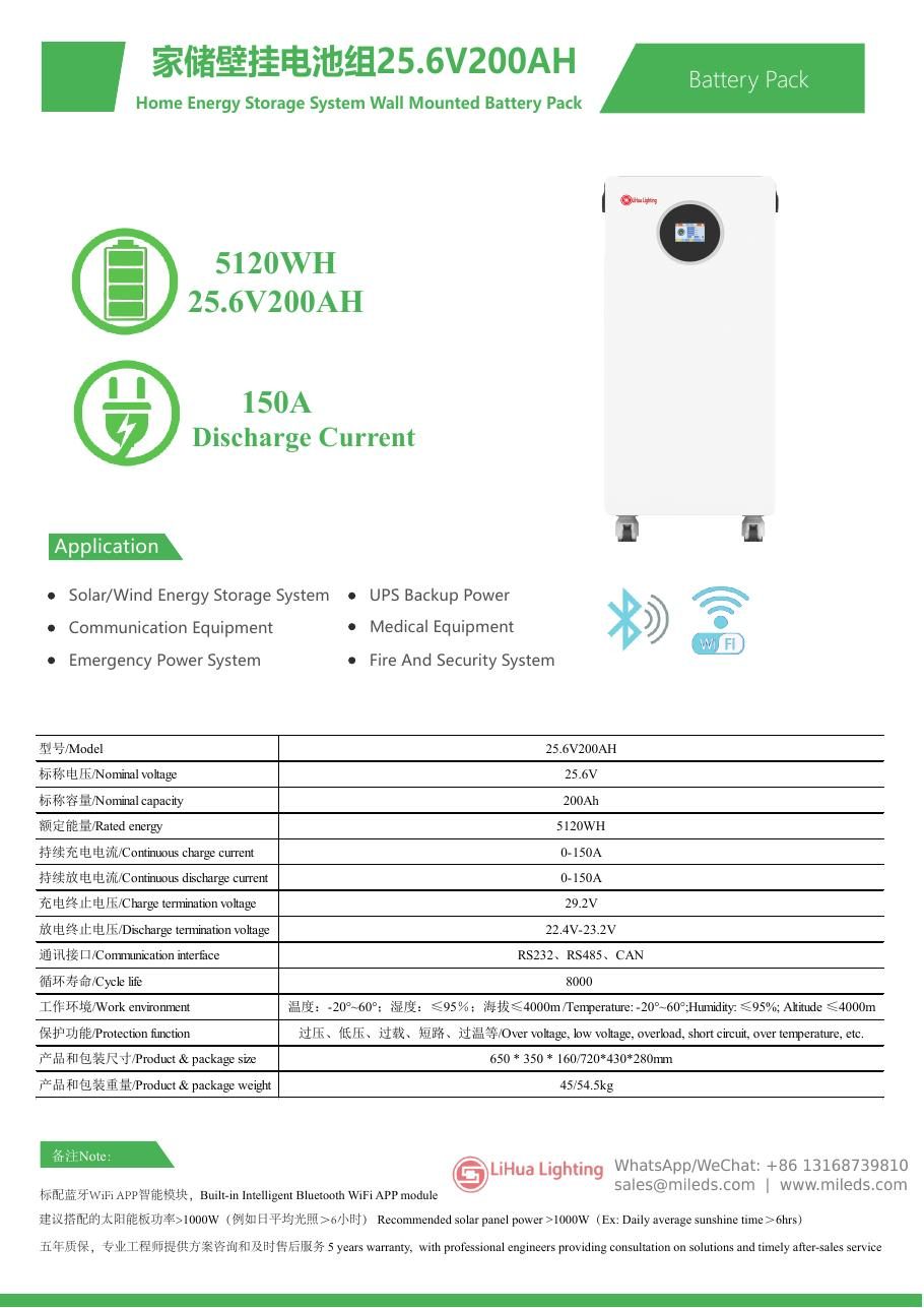 LH-25.6V200AH 25.6V 200Ah аккумулятор LiFePO4, литиевый аккумулятор настенного типа 24V – LiHua Lighting