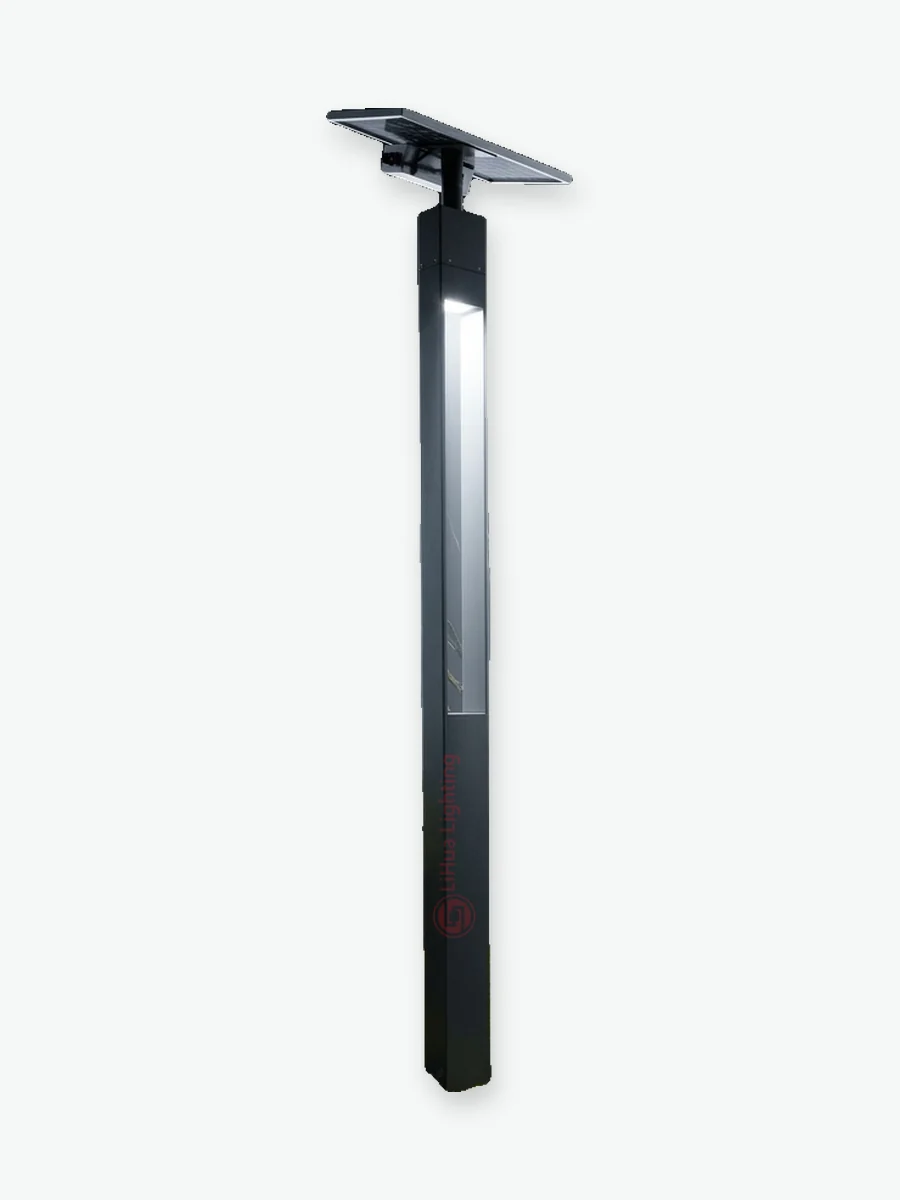 LH-6701–6703 solar garden light pole with top-mounted solar panel – LiHua Lighting