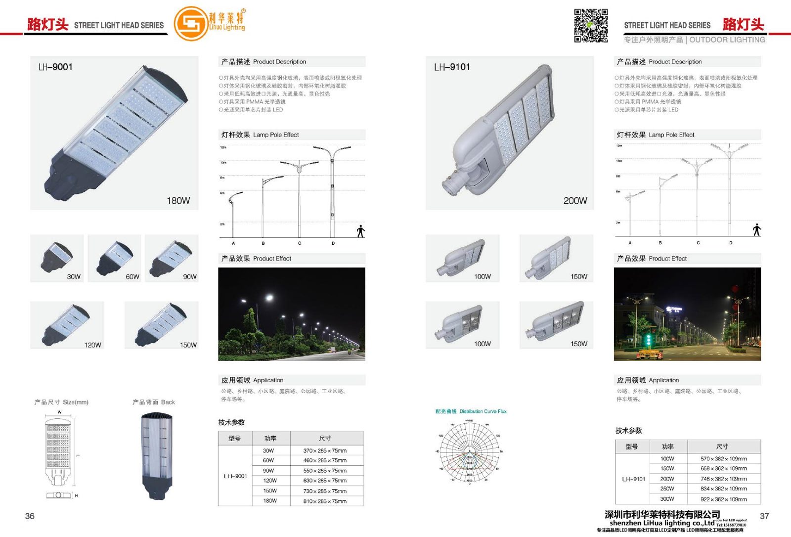 LH-9001 / LH-9101 300W LED street light heads, die-cast aluminum – LiHua Lighting