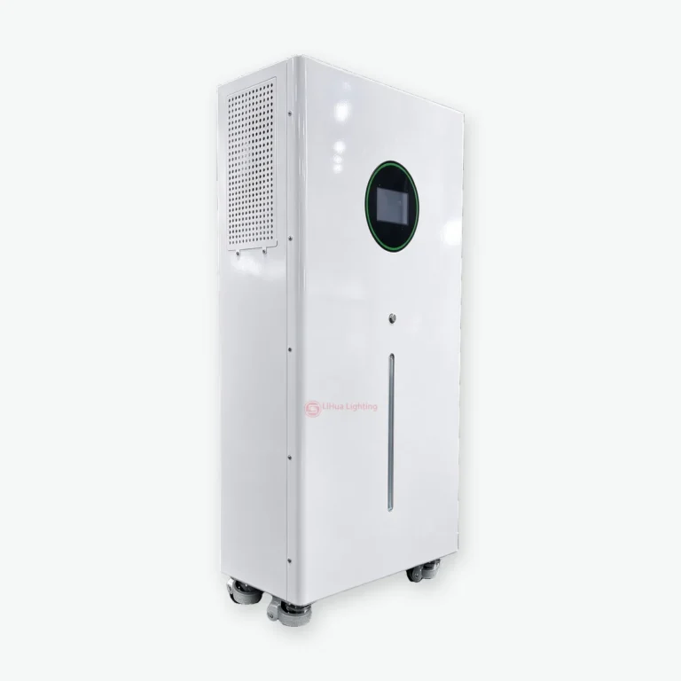 LiHua LiFePO4 floor-standing energy storage battery cabinet with green ring display