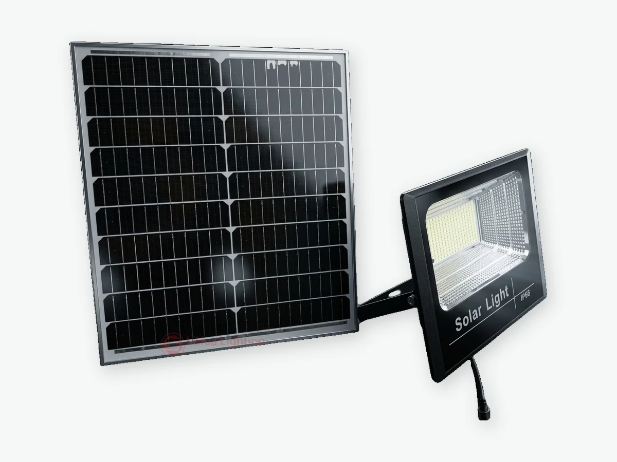 LH-HJG solar flood light connected to its mono solar panel – LiHua Lighting