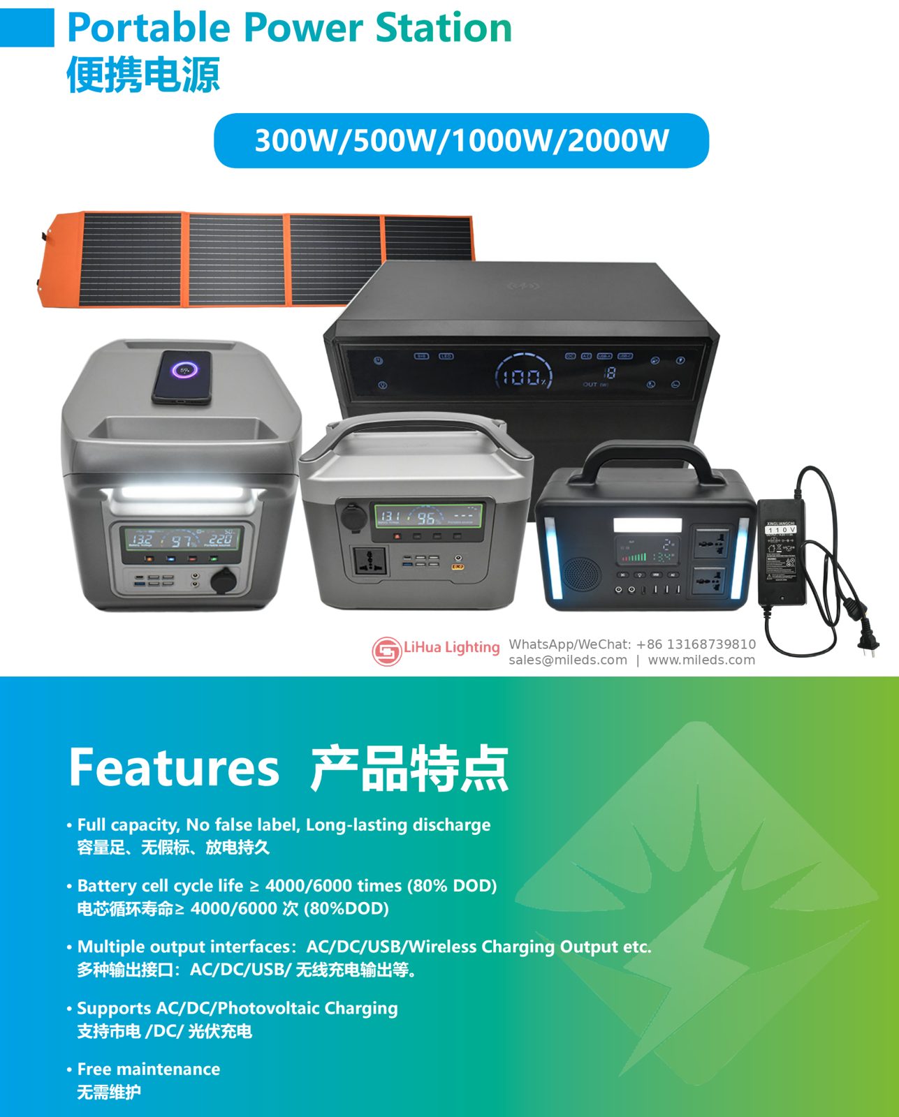LH-PPS Series 300W–2000W LiFePO4 Portable Power Stations – LiHua Lighting